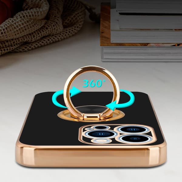Deksel til iPhone 13 PRO med ring Etui av fleksibel TPU-silikon, med kamerabeskyttelse magnetisk bilholder