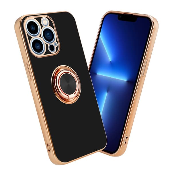 Deksel til iPhone 13 PRO med ring Etui av fleksibel TPU-silikon, med kamerabeskyttelse magnetisk bilholder