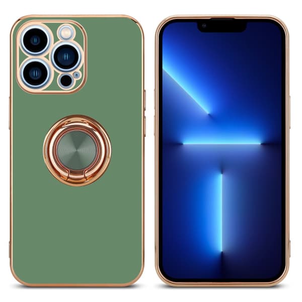 Deksel til iPhone 13 PRO med ring Etui av fleksibel TPU-silikon, med kamerabeskyttelse magnetisk bilholder