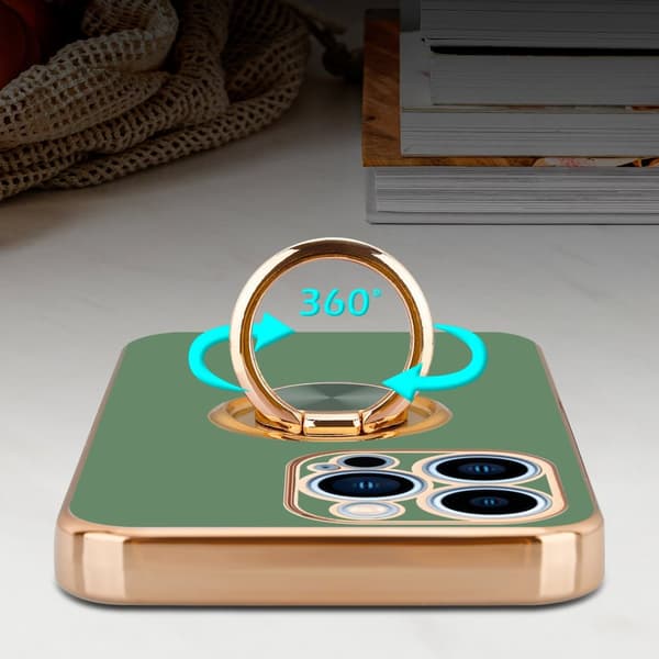 Deksel til iPhone 13 PRO med ring Etui av fleksibel TPU-silikon, med kamerabeskyttelse magnetisk bilholder