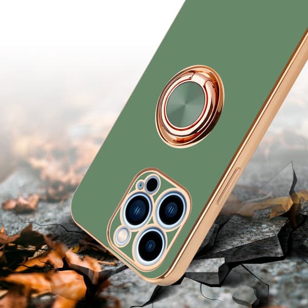 Deksel til iPhone 13 PRO med ring Etui av fleksibel TPU-silikon, med kamerabeskyttelse magnetisk bilholder