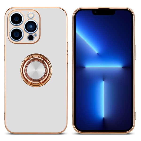 Deksel til iPhone 13 PRO med ring Etui av fleksibel TPU-silikon, med kamerabeskyttelse magnetisk bilholder