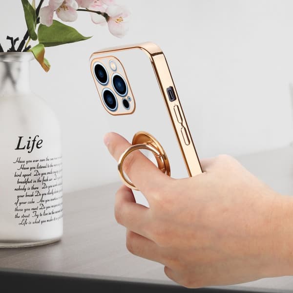 Deksel til iPhone 13 PRO med ring Etui av fleksibel TPU-silikon, med kamerabeskyttelse magnetisk bilholder