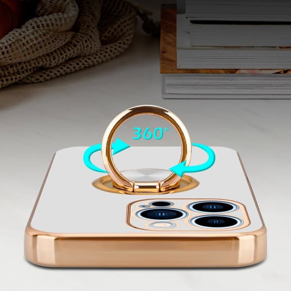 Deksel til iPhone 13 PRO med ring Etui av fleksibel TPU-silikon, med kamerabeskyttelse magnetisk bilholder