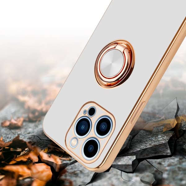 Deksel til iPhone 13 PRO med ring Etui av fleksibel TPU-silikon, med kamerabeskyttelse magnetisk bilholder