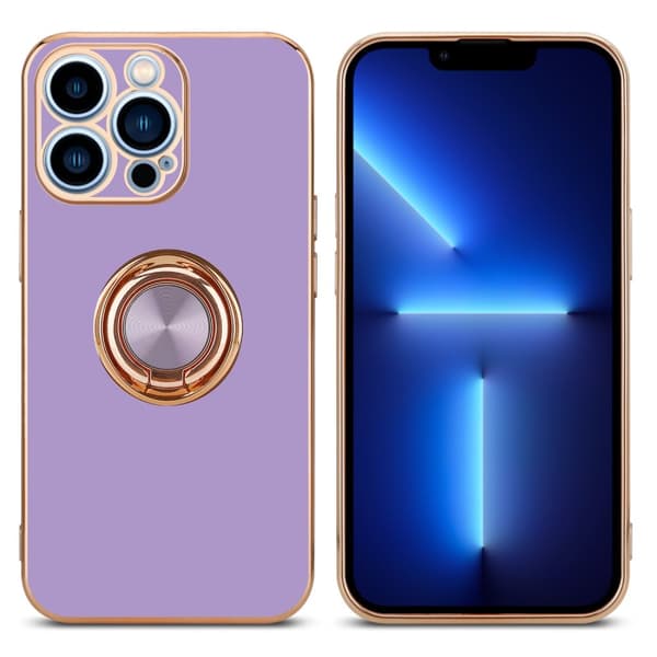 Deksel til iPhone 13 PRO med ring Etui av fleksibel TPU-silikon, med kamerabeskyttelse magnetisk bilholder