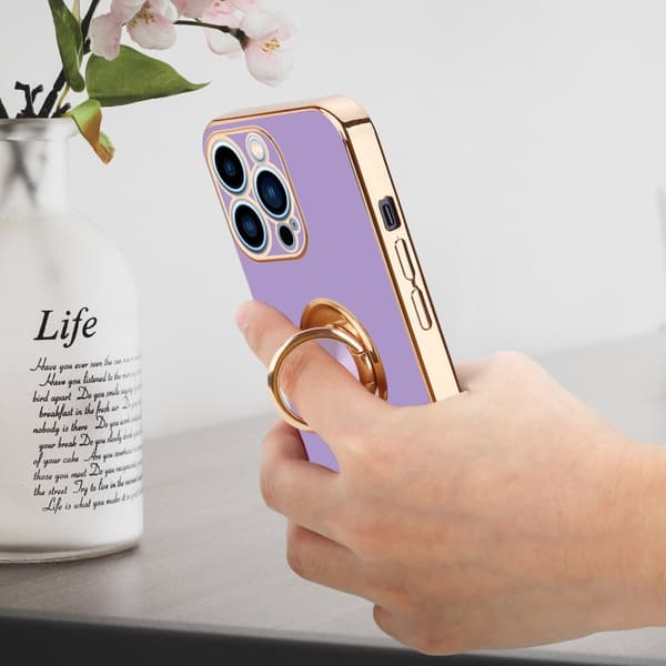 Deksel til iPhone 13 PRO med ring Etui av fleksibel TPU-silikon, med kamerabeskyttelse magnetisk bilholder
