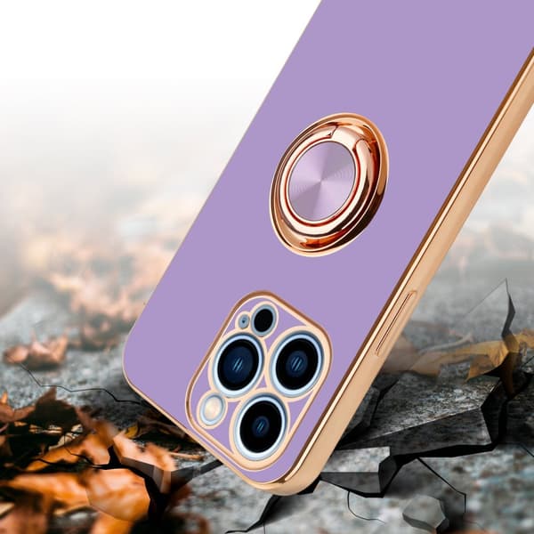 Deksel til iPhone 13 PRO med ring Etui av fleksibel TPU-silikon, med kamerabeskyttelse magnetisk bilholder