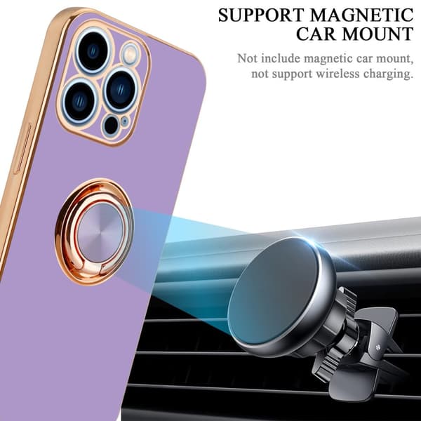 Deksel til iPhone 13 PRO med ring Etui av fleksibel TPU-silikon, med kamerabeskyttelse magnetisk bilholder