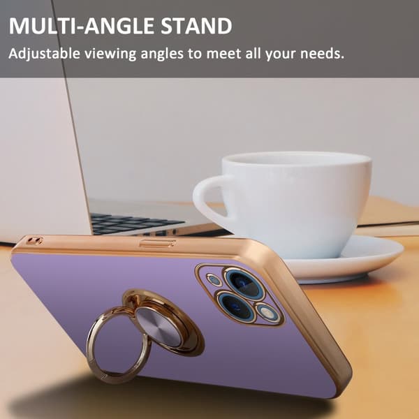 Deksel til iPhone 13 MINI med ring Etui av fleksibel TPU-silikon, med kamerabeskyttelse magnetisk bilholder