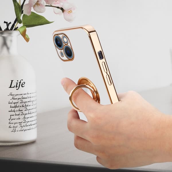 Deksel til iPhone 13 MINI med ring Etui av fleksibel TPU-silikon, med kamerabeskyttelse magnetisk bilholder