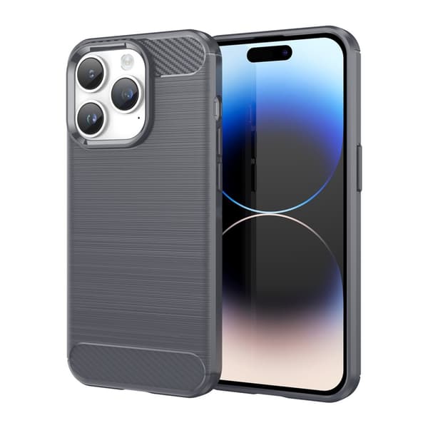 iPhone 14 PRO Cover TPU Etui () BØRSTET GRÅ