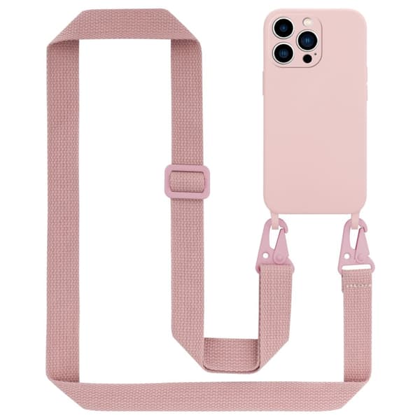 Deksel med Kedja for iPhone 14 PRO MAX Silikonbeskyttelsesetui med lengdejusterbar ledningsstropp
