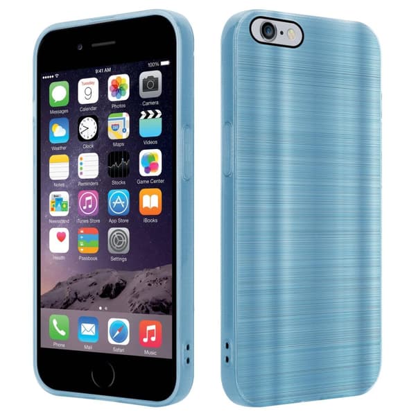 iPhone 6 PLUS / 6S PLUS Skal Fodral Case Cover Mobilskydd av flexibelt TPU-silikon i borstad design Brushed Turkos