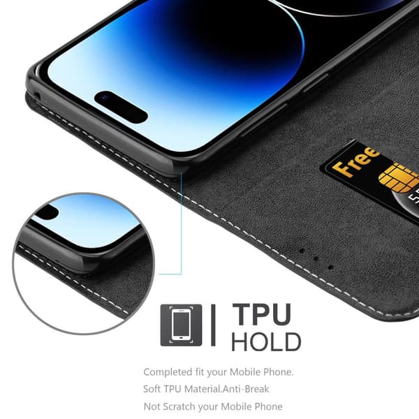 Lommebokdeksel til iPhone 14 PRO MAX Deksel med magnetisk lukking, stativfunksjon og kortlomme