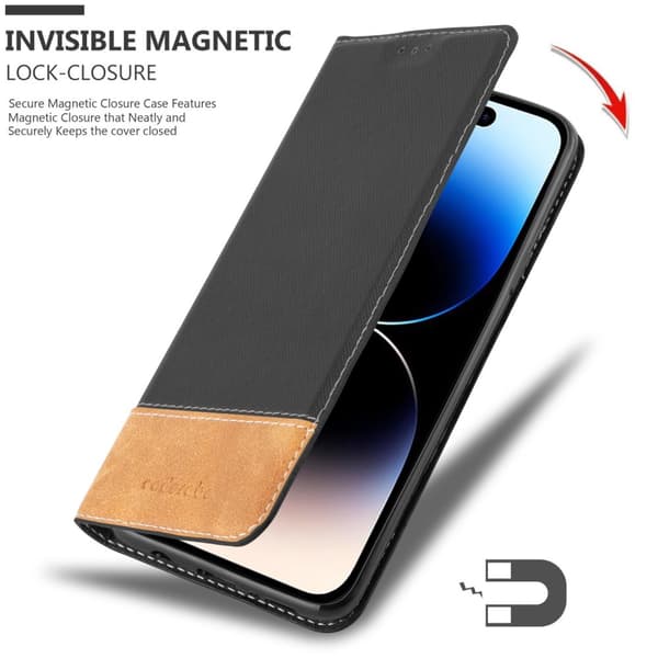 Lommebokdeksel til iPhone 14 PRO MAX Deksel med magnetisk lukking, stativfunksjon og kortlomme