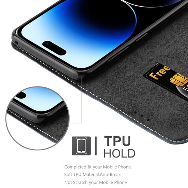 Lommebokdeksel til iPhone 14 PRO MAX Deksel med magnetisk lukking, stativfunksjon og kortlomme