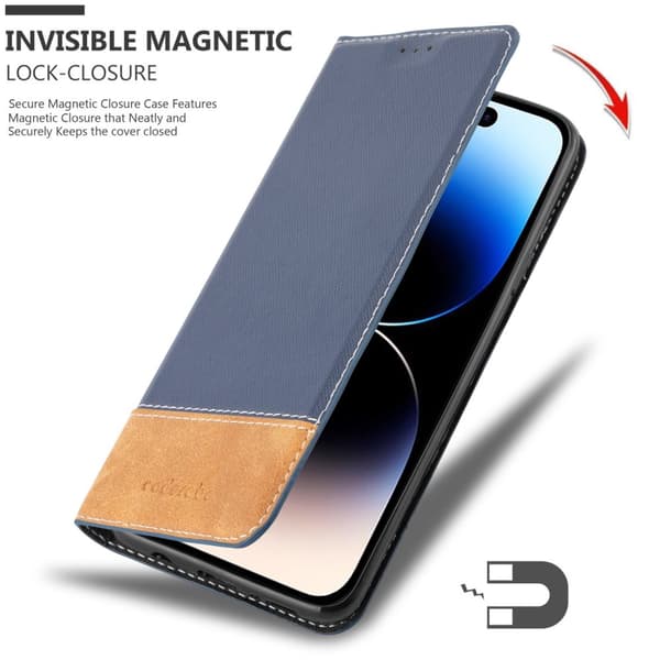 Lommebokdeksel til iPhone 14 PRO MAX Deksel med magnetisk lukking, stativfunksjon og kortlomme