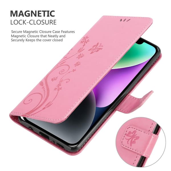 iPhone 14 PLUS Suojakotelo Suojakuori Lompakkokotelo Matkapuhelinkotelo Kukat jossa on magneettisuljenta, jalusta-toiminto ja korttipaikat