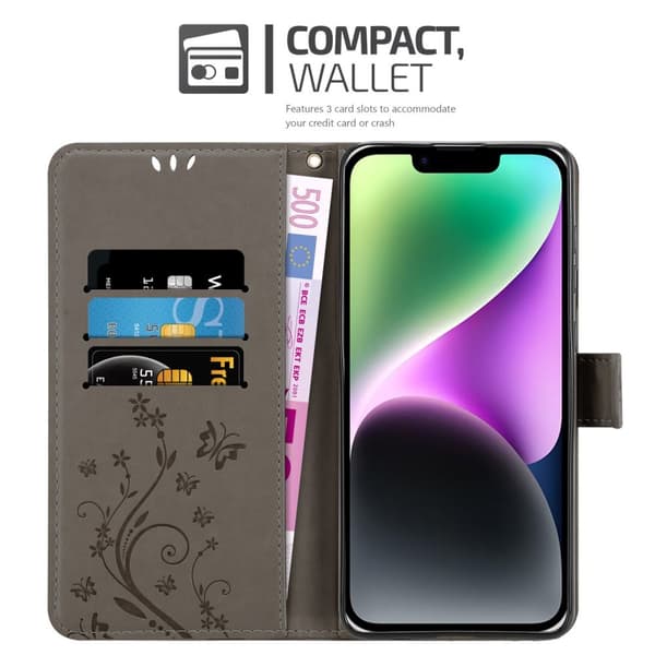 iPhone 14 PLUS Pungetui Cover Blomster ()