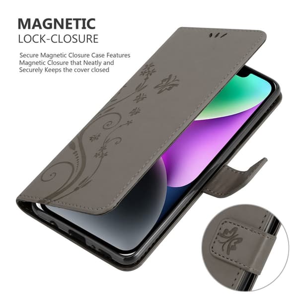 iPhone 14 PLUS Pungetui Cover Blomster ()