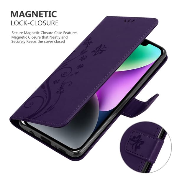 iPhone 14 PLUS Suojakotelo Suojakuori Lompakkokotelo Matkapuhelinkotelo Kukat jossa on magneettisuljenta, jalusta-toiminto ja korttipaikat
