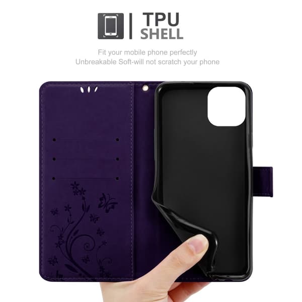 iPhone 14 PLUS Suojakotelo Suojakuori Lompakkokotelo Matkapuhelinkotelo Kukat jossa on magneettisuljenta, jalusta-toiminto ja korttipaikat