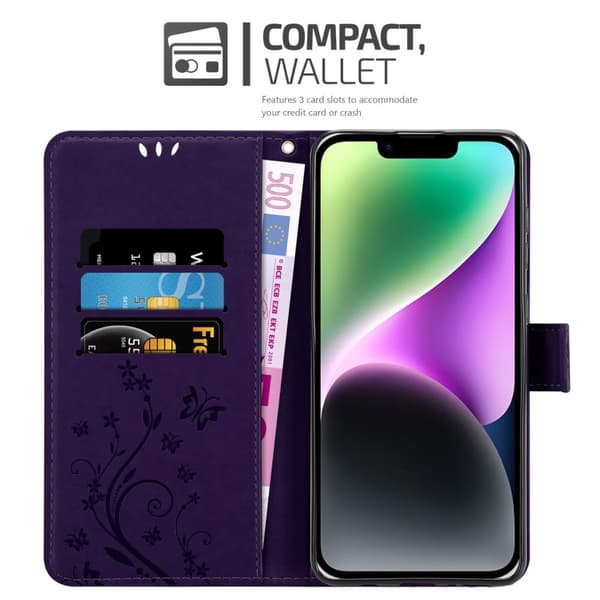 iPhone 14 PLUS Pungetui Cover Blomster ()