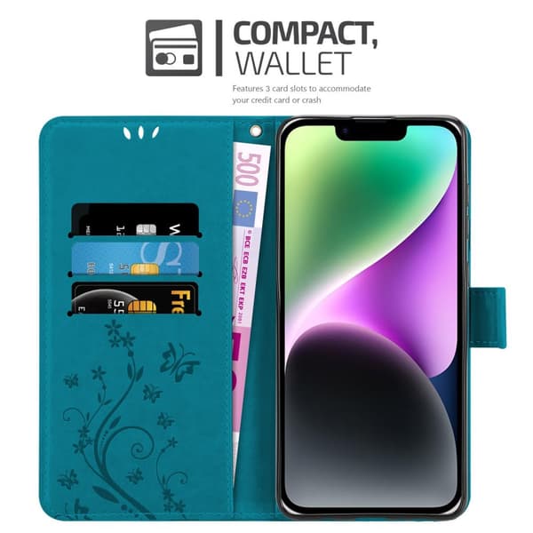 iPhone 14 PLUS Pungetui Cover Blomster ()