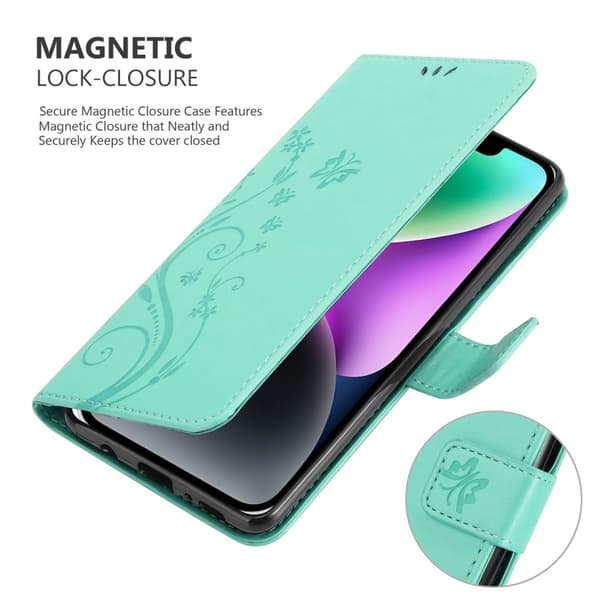 iPhone 14 PLUS Suojakotelo Suojakuori Lompakkokotelo Matkapuhelinkotelo Kukat jossa on magneettisuljenta, jalusta-toiminto ja korttipaikat