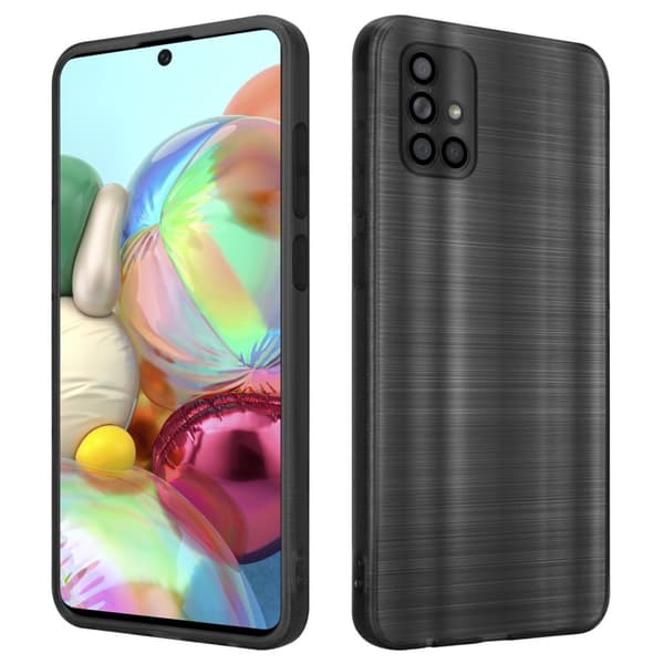 Samsung Galaxy A71 4G Etui Case Cover Børstet sort