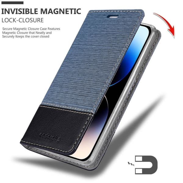 Deksel til iPhone 14 PRO MAX Lommebokdeksel med magnetisk lukking, stativfunksjon og kortlomme