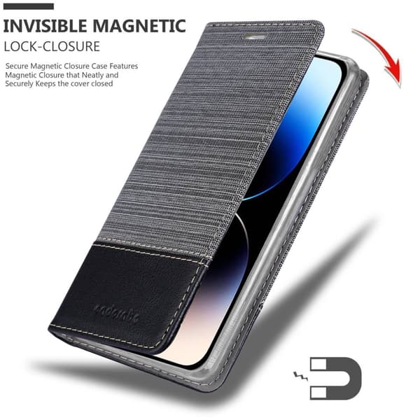 Deksel til iPhone 14 PRO MAX Lommebokdeksel med magnetisk lukking, stativfunksjon og kortlomme
