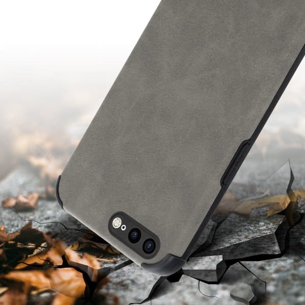 Deksel til iPhone 7 PLUS / 7S PLUS / 8 PLUS Beskyttelsesdeksel TPU-silikon med bakside av edelt kunstmuggskinn