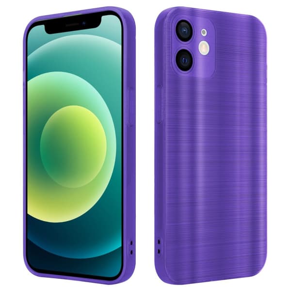 iPhone 12 MINI Suojakuori Suojakotelo joustavasta TPU-silikonista harjatulla muotoilulla Harjattu violetti