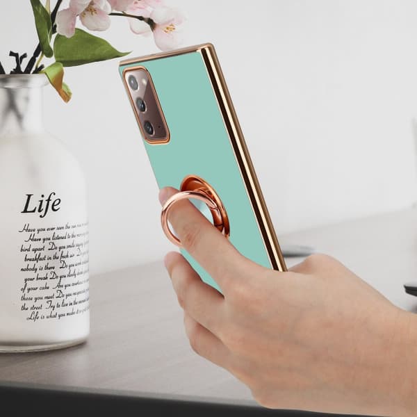 Deksel til Samsung Galaxy NOTE 20 med ring Etui av fleksibel TPU-silikon, med kamerabeskyttelse magnetisk bilholder