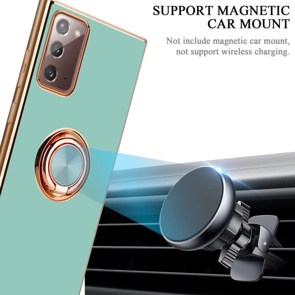 Deksel til Samsung Galaxy NOTE 20 med ring Etui av fleksibel TPU-silikon, med kamerabeskyttelse magnetisk bilholder