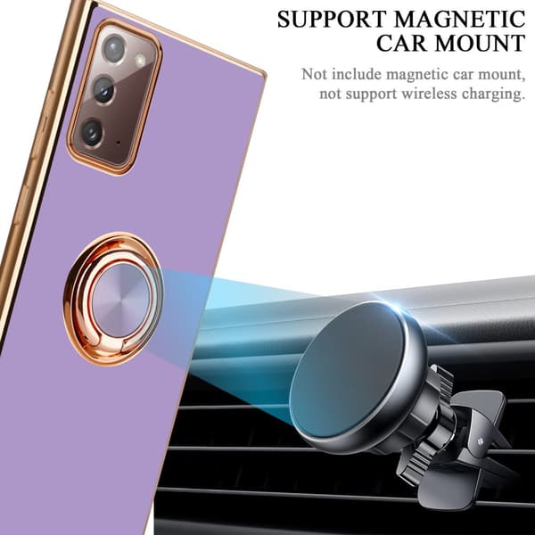 Deksel til Samsung Galaxy NOTE 20 med ring Etui av fleksibel TPU-silikon, med kamerabeskyttelse magnetisk bilholder