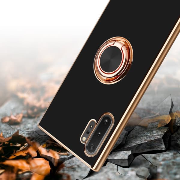 Samsung Galaxy NOTE 10 PLUS Skal Fodral med ring av flexibel TPU-silikon, med kameraskydd och magnetisk bilhållare
