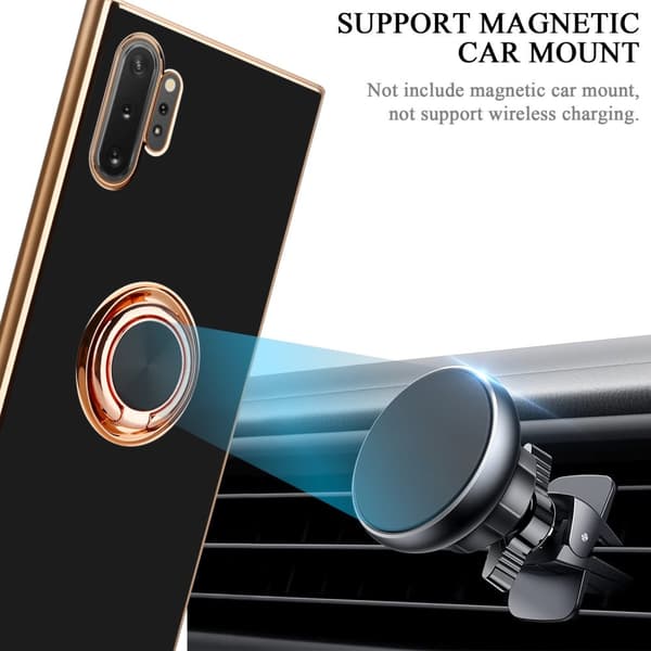 Samsung Galaxy NOTE 10 PLUS Skal Fodral med ring av flexibel TPU-silikon, med kameraskydd och magnetisk bilhållare