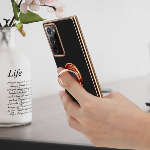 Samsung Galaxy NOTE 20 ULTRA Skal Fodral med ring av flexibel TPU-silikon, med kameraskydd och magnetisk bilhållare