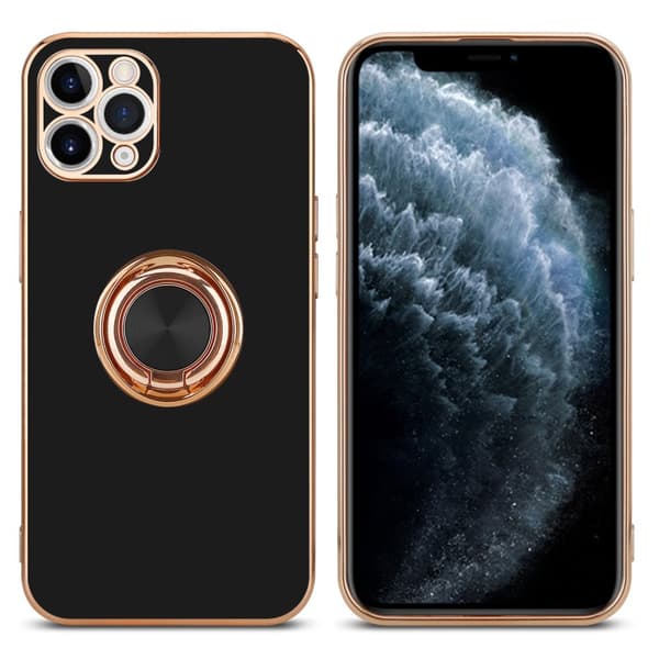 Deksel til iPhone 11 PRO med ring Etui av fleksibel TPU-silikon, med kamerabeskyttelse magnetisk bilholder