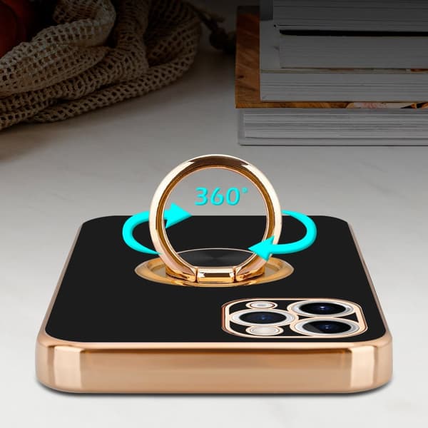 Deksel til iPhone 11 PRO med ring Etui av fleksibel TPU-silikon, med kamerabeskyttelse magnetisk bilholder