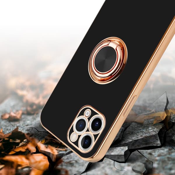 Deksel til iPhone 11 PRO med ring Etui av fleksibel TPU-silikon, med kamerabeskyttelse magnetisk bilholder