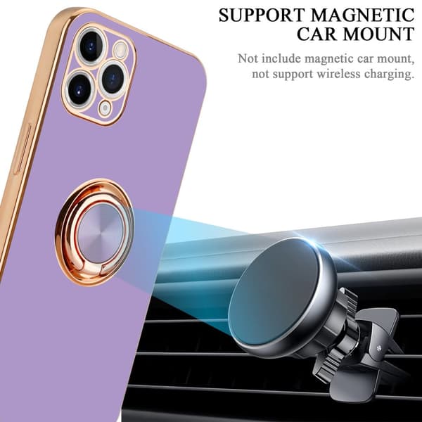 Deksel til iPhone 11 PRO med ring Etui av fleksibel TPU-silikon, med kamerabeskyttelse magnetisk bilholder