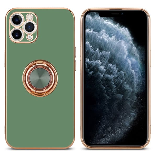 Deksel til iPhone 11 PRO med ring Etui av fleksibel TPU-silikon, med kamerabeskyttelse magnetisk bilholder
