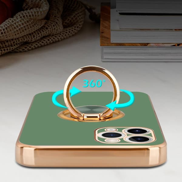 Deksel til iPhone 11 PRO med ring Etui av fleksibel TPU-silikon, med kamerabeskyttelse magnetisk bilholder