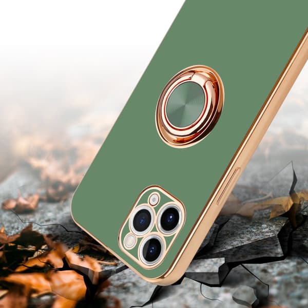 Deksel til iPhone 11 PRO med ring Etui av fleksibel TPU-silikon, med kamerabeskyttelse magnetisk bilholder