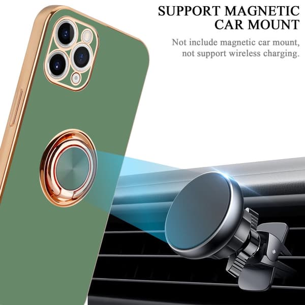 Deksel til iPhone 11 PRO med ring Etui av fleksibel TPU-silikon, med kamerabeskyttelse magnetisk bilholder