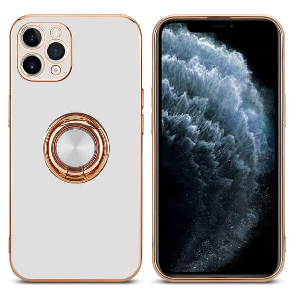 Deksel til iPhone 11 PRO med ring Etui av fleksibel TPU-silikon, med kamerabeskyttelse magnetisk bilholder